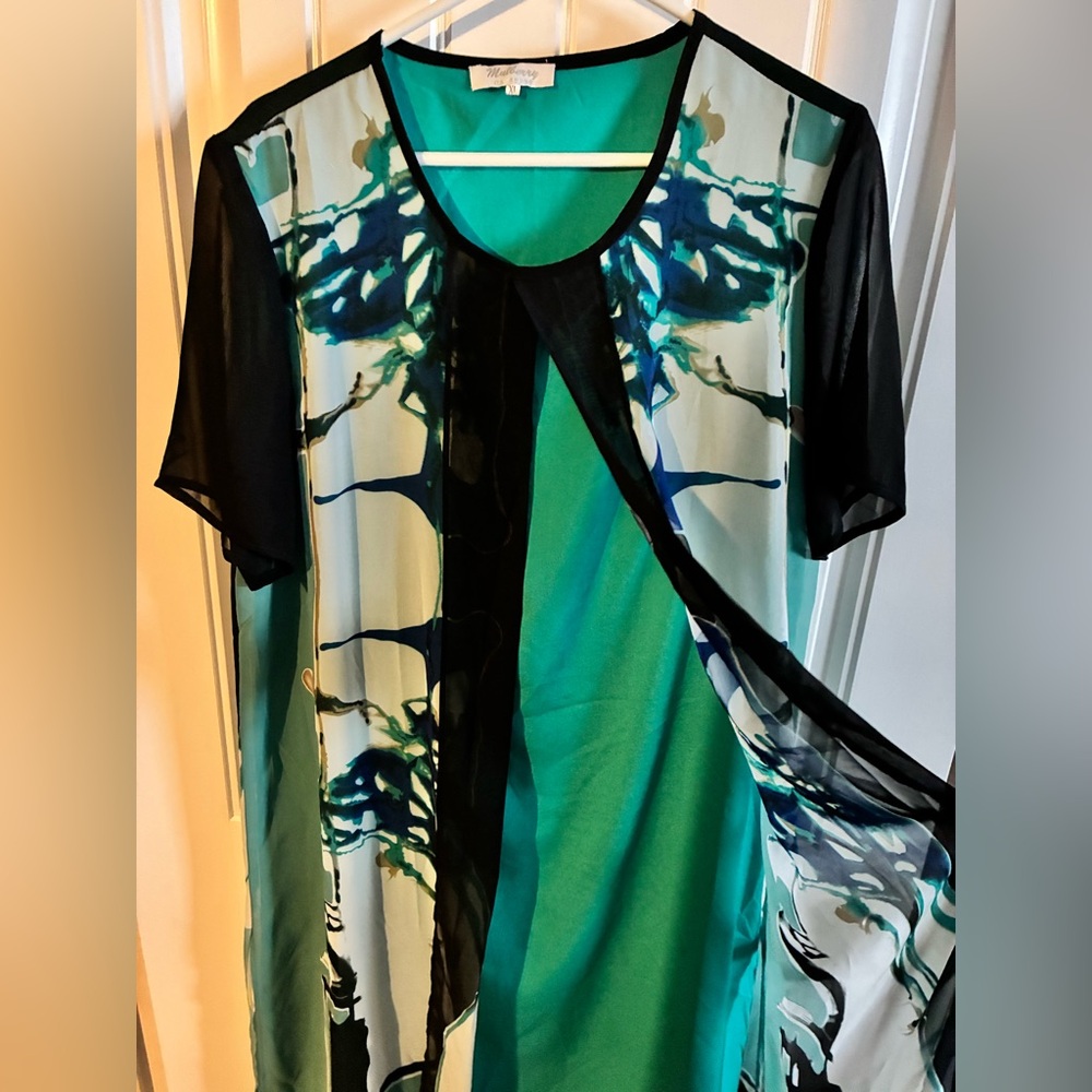 Mulberry Teal Dress with Black Trim